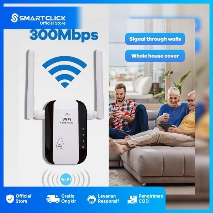Wifi Extender Wireless Jarak Jauh 2 Antena 300 Mbps LAN Port Penguat Signal