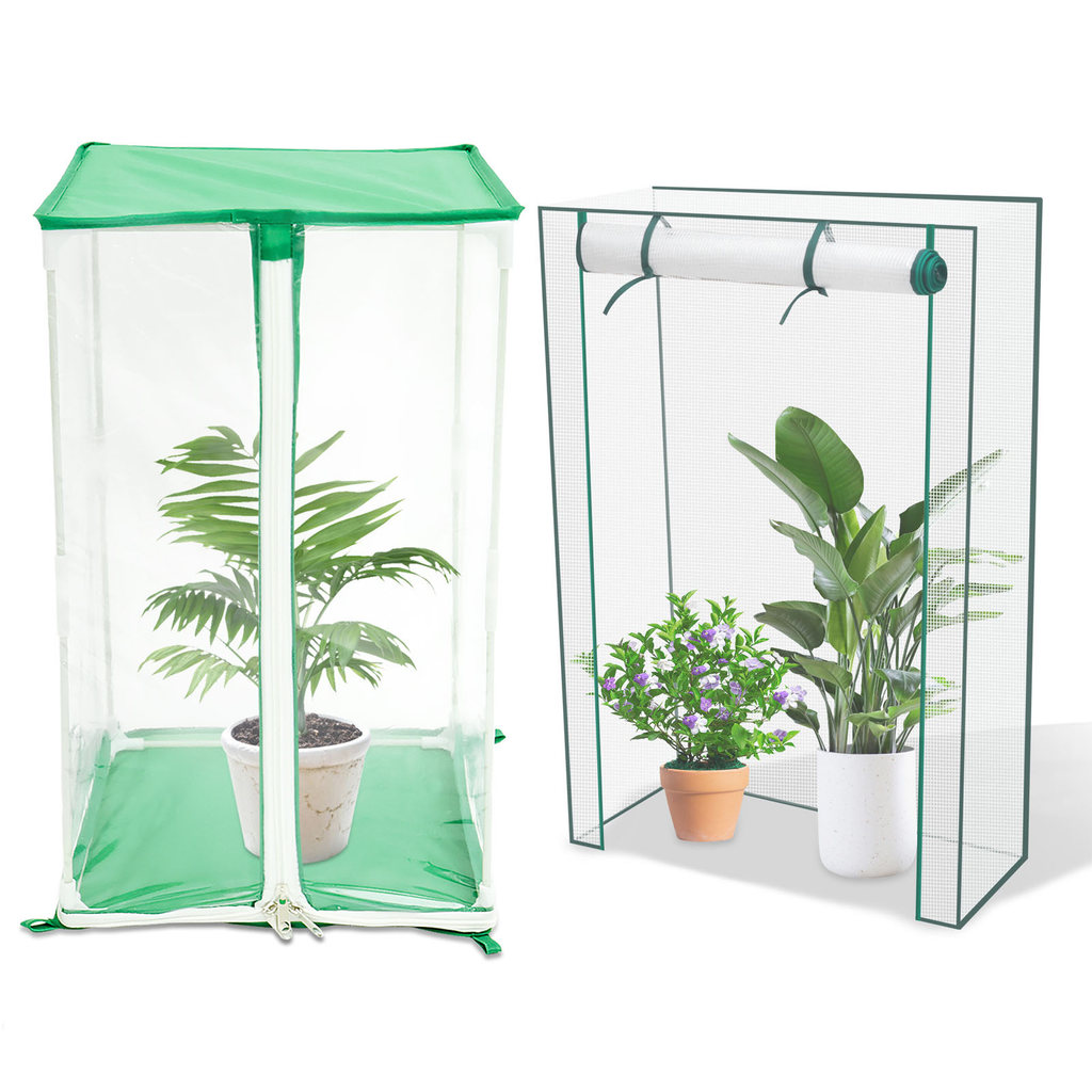 JUAL Mini Greenhouse Clear PVC Portable Greenhouse Lightweight Square Small Greenhouse Cover with Gr