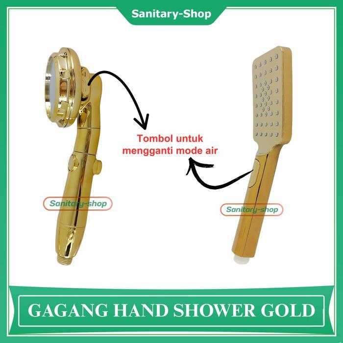 Gagang Kepala Hand Shower Mandi Bulat Kotak Gold Emas