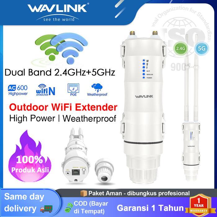 Wavlink Ac600 Outdoor Wifi Repeater Cpe600 - Titik Akses Luar Ruang 2.4Ghz+5Ghz, Tahan Cuaca,