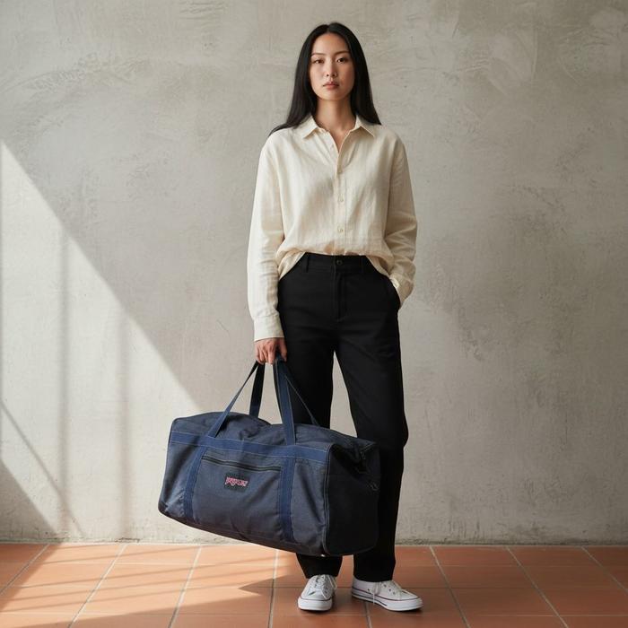 Tas Selempang Pakaian Travel Mudik Pria Wanita Bahan Jeans Denim Jumbo #Gratisongkir
