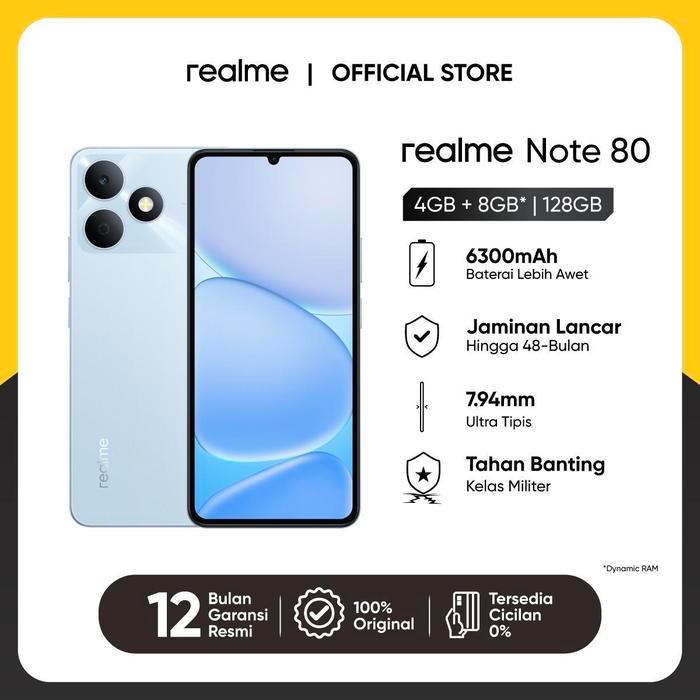 realme Note 80 4GB+8GB*|128GB (Desain Tangguh | 6300mAh Baterai | Proteksi ArmorShell | Jaminan Lanc
