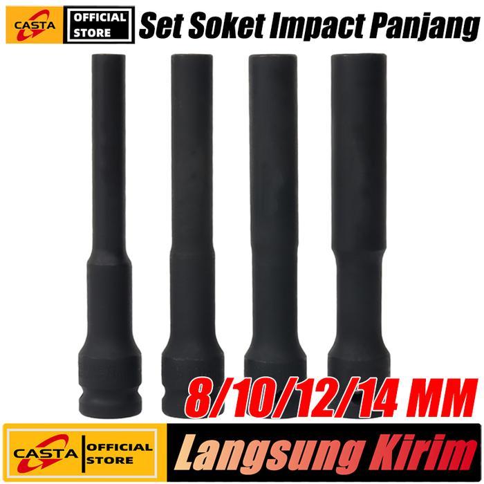 Casta 1/2" Mata Kunci Shock Extra Panjang 130Mm Impact Kunci Socket Impact Sok Impact Wrench Mata