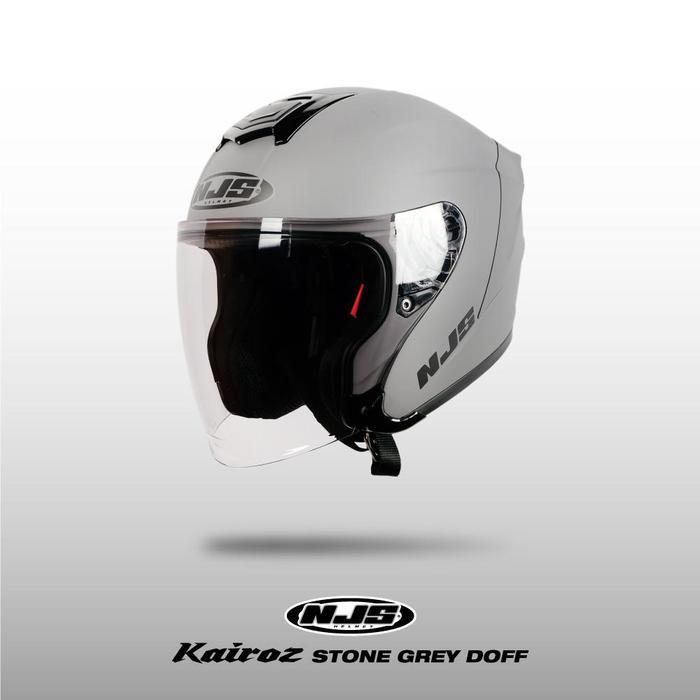 Njs Kairoz Stone Grey Gloss/Doff - Helm Half Face Kairoz Kairoz V1 Kairoz Polos Kairoz Ori Njs Ori