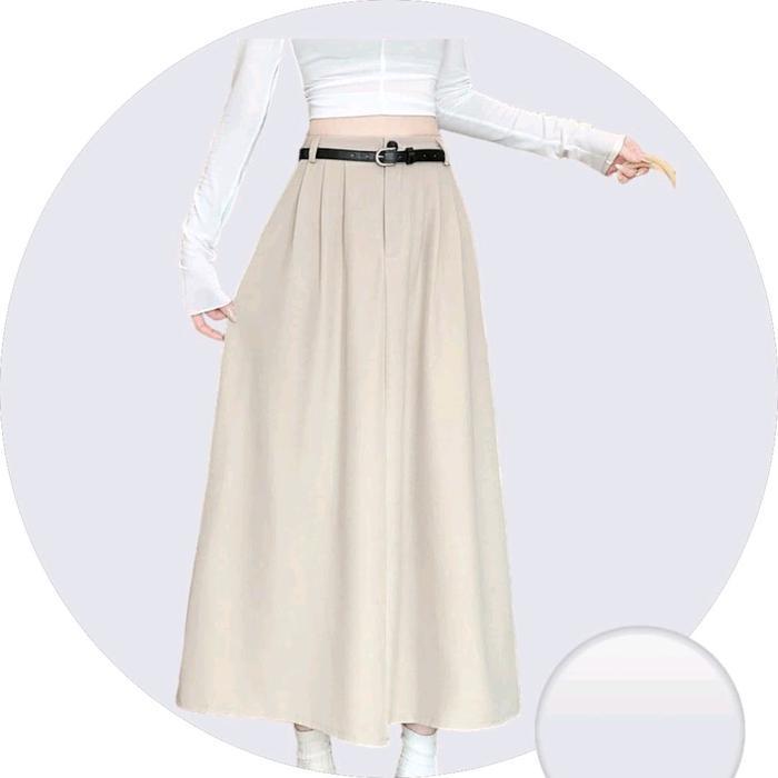 Rok Hana Skirt Korean Style Bahan Wool Street Premium Rok Panjang Wanita Casual Maxi Pasti Ori