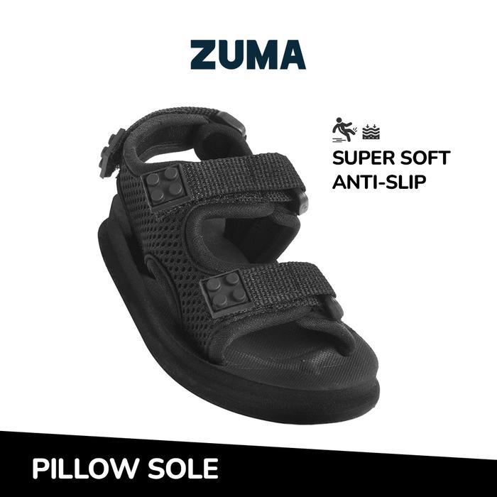 Bata Kiddora - Sandal Bayi Velcro Bricks 1 All Black Sandal Anak Karet Tali Belakang Hitam Anti Slip