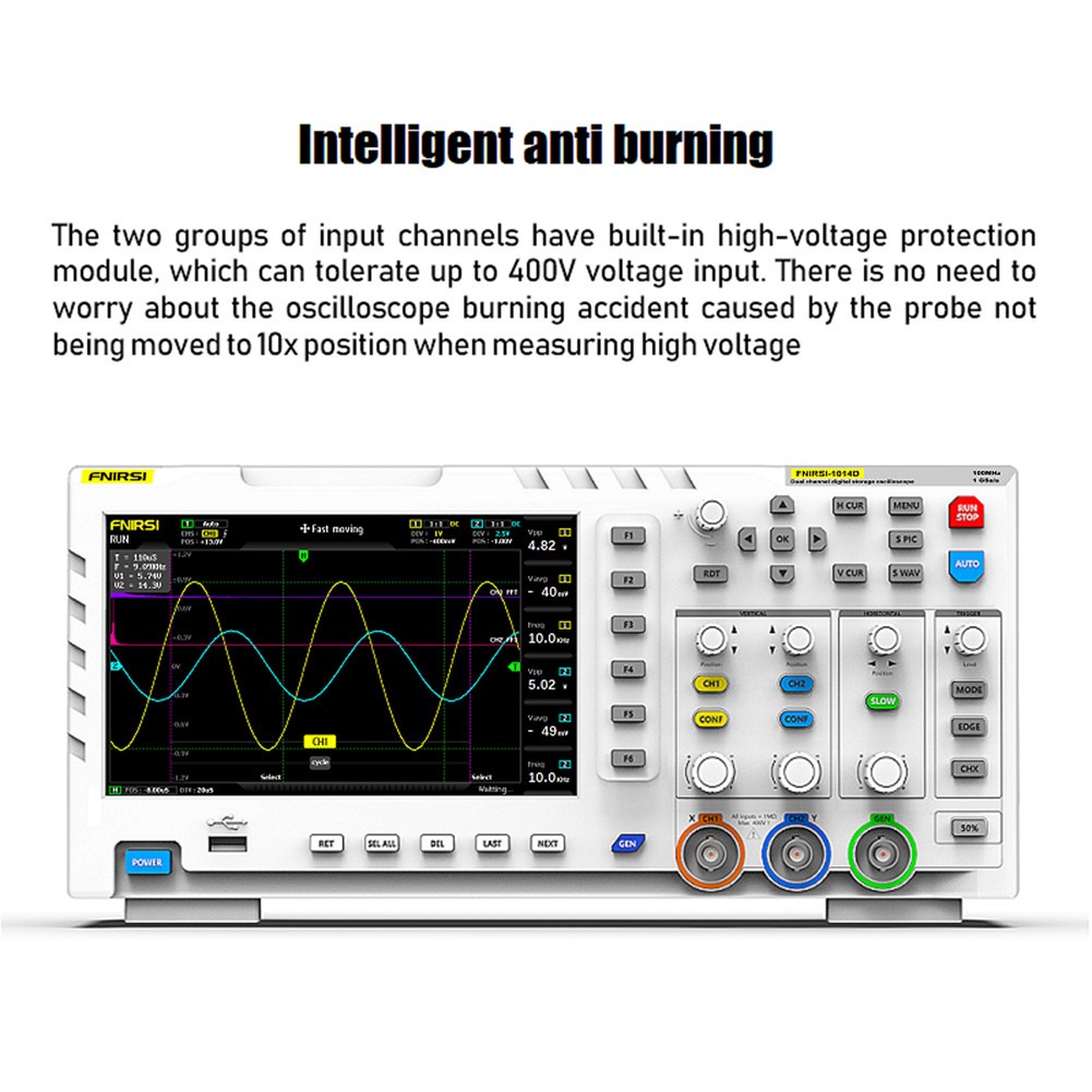 . Fnirsi-1014D Digital Oscilloscope 2 In 1 Dual Channel Input Signal -