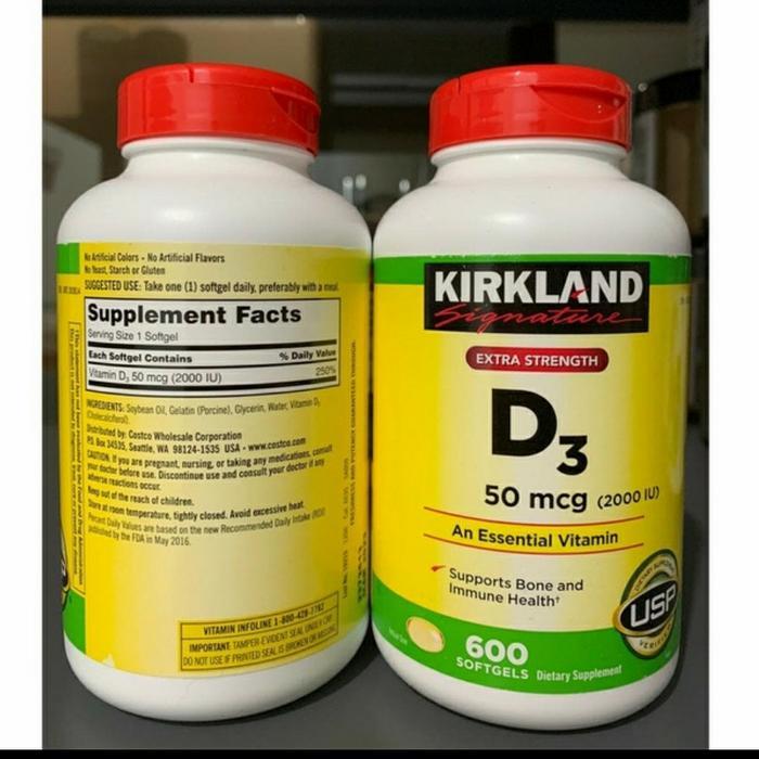 Terlaris  Kirkland Vitamin D3 Extra Strength 2000iu isi 600 Softgels