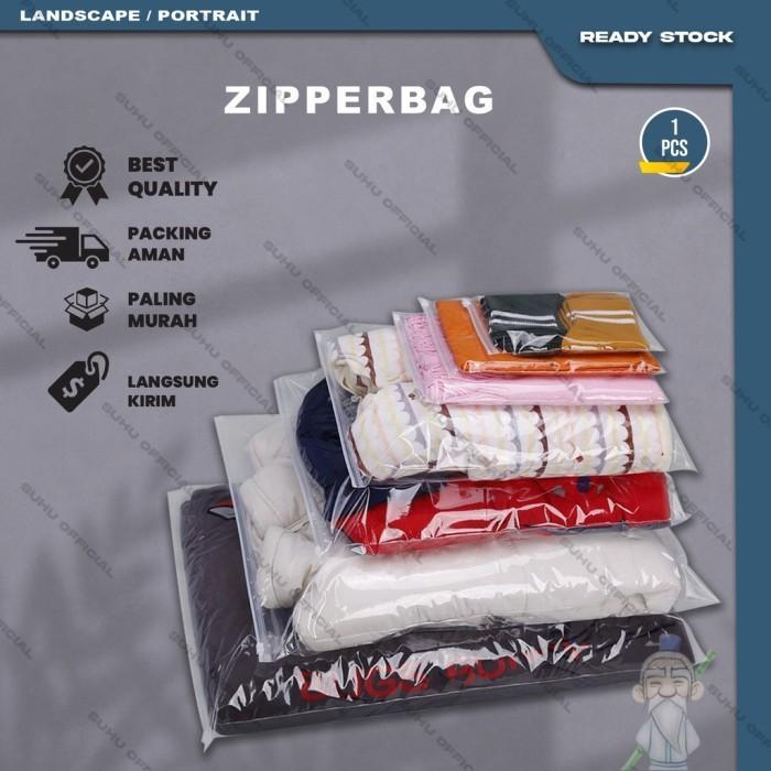 POUCH PLASTIK ZIPLOCK BAJU ZIPPER BAG TRANSPARAN UKURAN 30X40