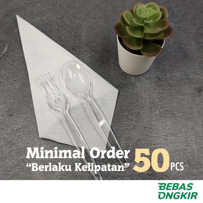 Set Sendok + Garpu + Tissue / Set Sendok Garpu Plastik Bening