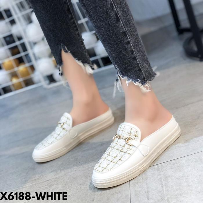 Sneakers Selop Wanita Ala Branded Korean Fashion Canvas Import 6188