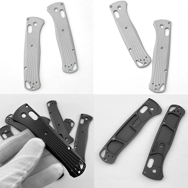 1 Pair Aluminium Folding Knife Handle Grip Patches Non-Slip Blank Scales for Benchmade Bugout 535