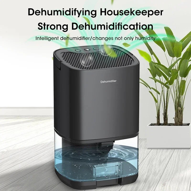 Portable Quiet Air Dehumidifier 2000ml with Deodorizer, EU/US Plug Moisture Absorber for Home
