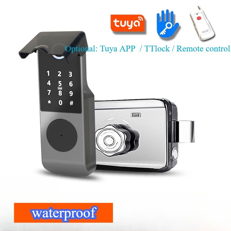 Waterproof Outdoor Metal Door Fingerprint Lock Smart TT Lock/tuya APP Intelligent Door Lock