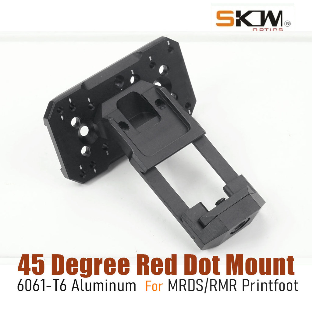 SKWoptics Tactical 45 Degree Red Dot Mount for RMR MRDS PrintFoot For 21mm Rail Picatinny