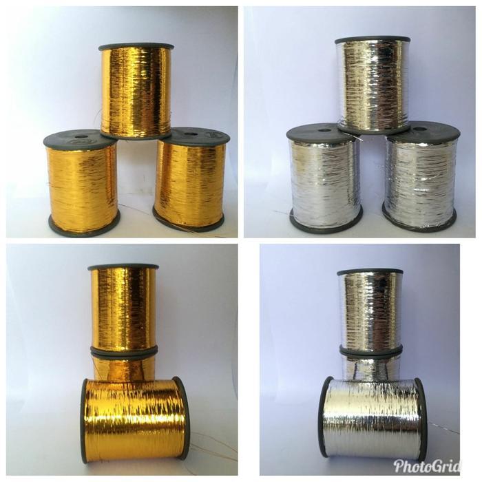 Benang Metalik Metalic Gepeng Lurex emas dan Silver Mamilon 100 gram