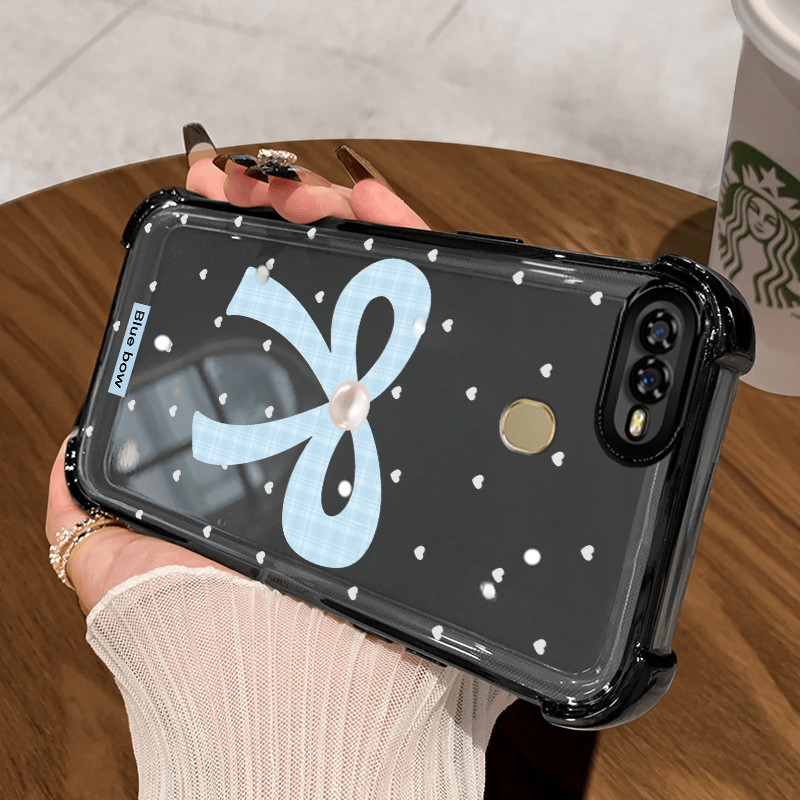 Casing Hp untuk OPPO A7 A5s A12 A12s A11K Case Blue ribbons dotted Kasing Phone Cesing Aman Airbag K