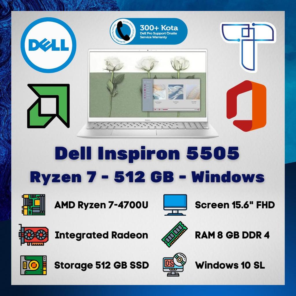 Laptop Dell Notebook Inspiron 15 5505 - Ryzen 7 - 512 GB SSD - WIN