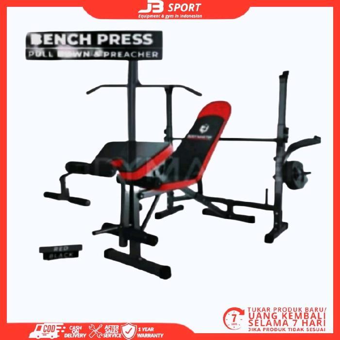 BENCH PRES ALAT FITNES ANGKAT BEBAN SATU SET/STIK BAR/BEBAN