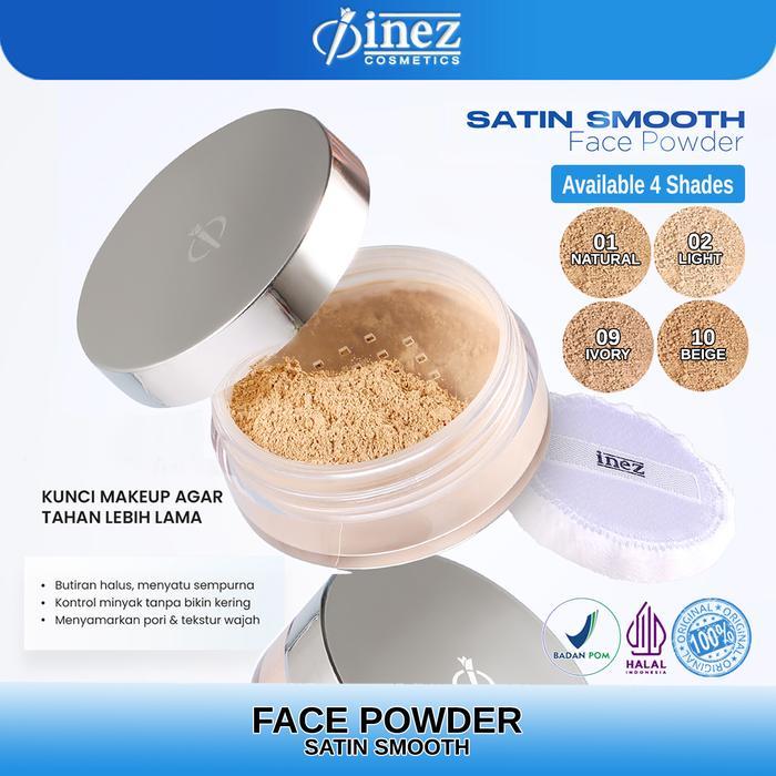 INEZ Bedak Tabur Satin Smooth Face Powder Inez Cosmetics Wajah Lightening Loose Powder Kosmetik