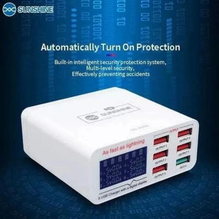 SMART ADAPTOR CHARGER SUNSHINE SS-304Q & SS-304D 6 PORT DIGITAL