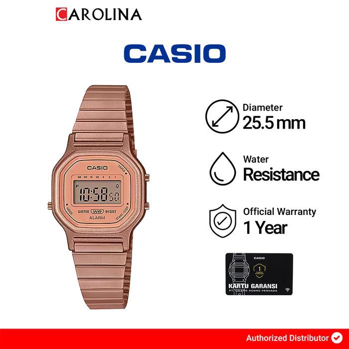 Jam Tangan Wanita Casio General Vintage LA-11WR-5A Rose Gold Digital Dial Rose Gold Stainless Steel