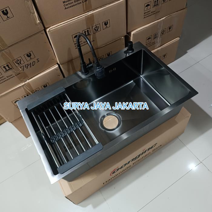 PAKET KOMPLIT KITCHEN SINK 8050 HITAM / PAKET SINK 8050 BLACK