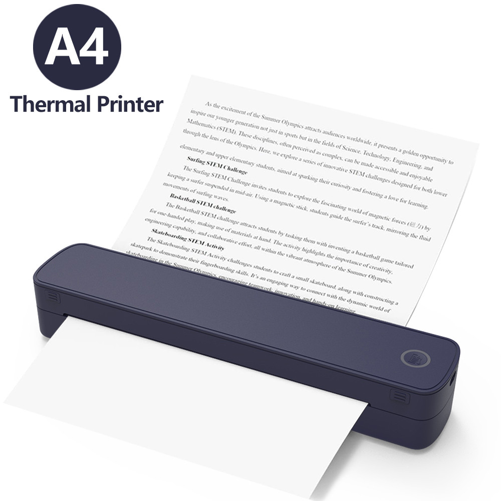 A4 Portable Thermal Printer Mini Desktop Printer A4 Paper Inkless Photo PDF Document Tattoo HD