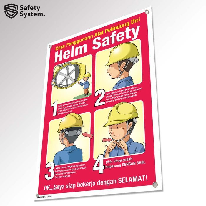 Spanduk banner K3 safety keselamatan kerja safety K3 cara penggunaan APD PPE - helm safety pelindung