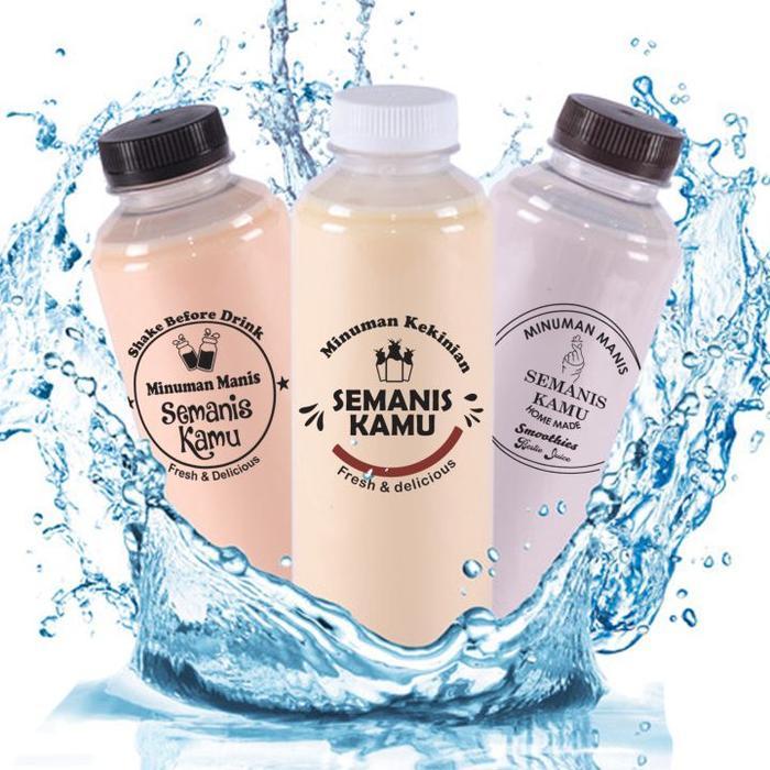 STIKER MINUMAN TRANSPARAN ISI 20 PCS / LBR WATERPROOF LABEL PLASTIK KERTAS THERMAL STEMPEL CUP