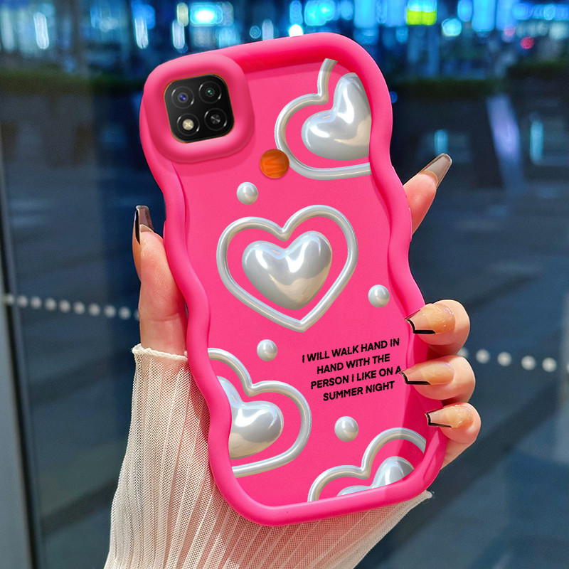 Casing Hp Untuk Xiaomi Redmi 9C NFC 10A POCO C3 C31 Case Hati Perak Cesing Polos Kasing Macaron gelo