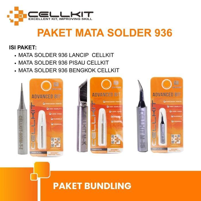 CELLKIT Paket Mata Solder 936 (Lancip, Bengkok, Pisau)