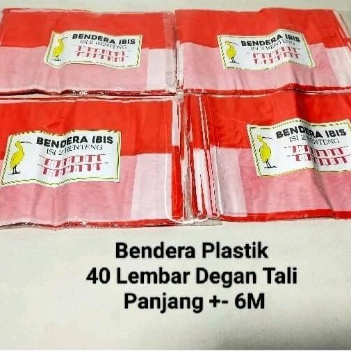 Bendera Plastik Merah Putih Ibis Bendera Indonesia 40 Lembar Bendera Plastik Tali Murah