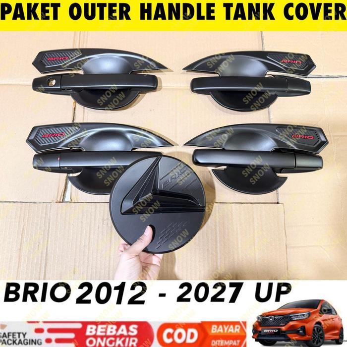 Paket outer handle tank cover brio 2016 2017 hitam doff