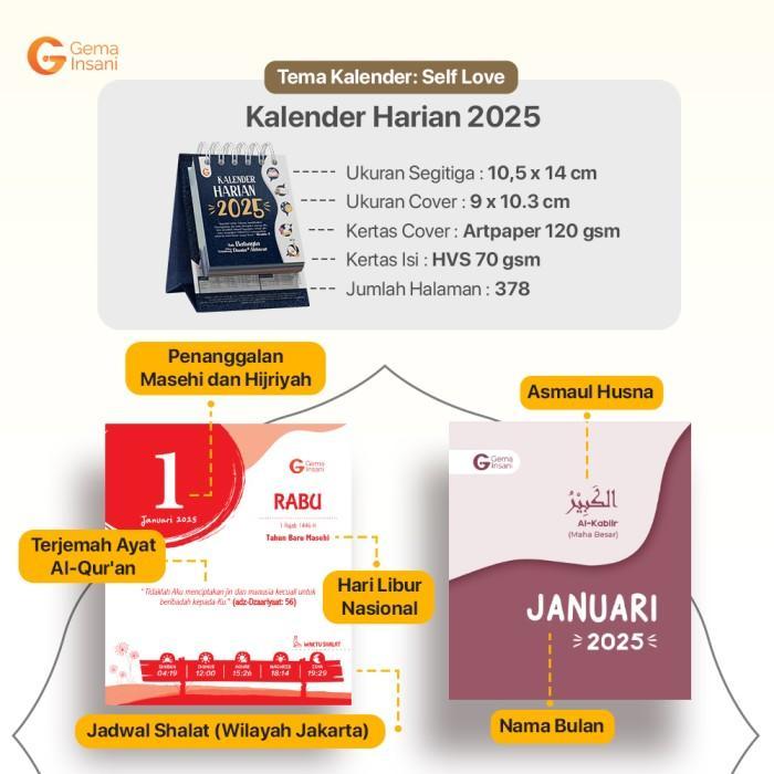 TGR Kalender Meja Harian Muslim - Kalendar Duduk Islami - Kalender Sobek Mini 2025 2026 2027