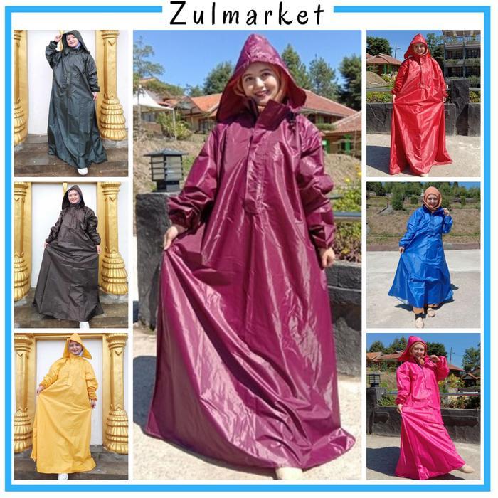 Jas Hujan Wanita Gamis Ponco Jumbo Muslimah Syari