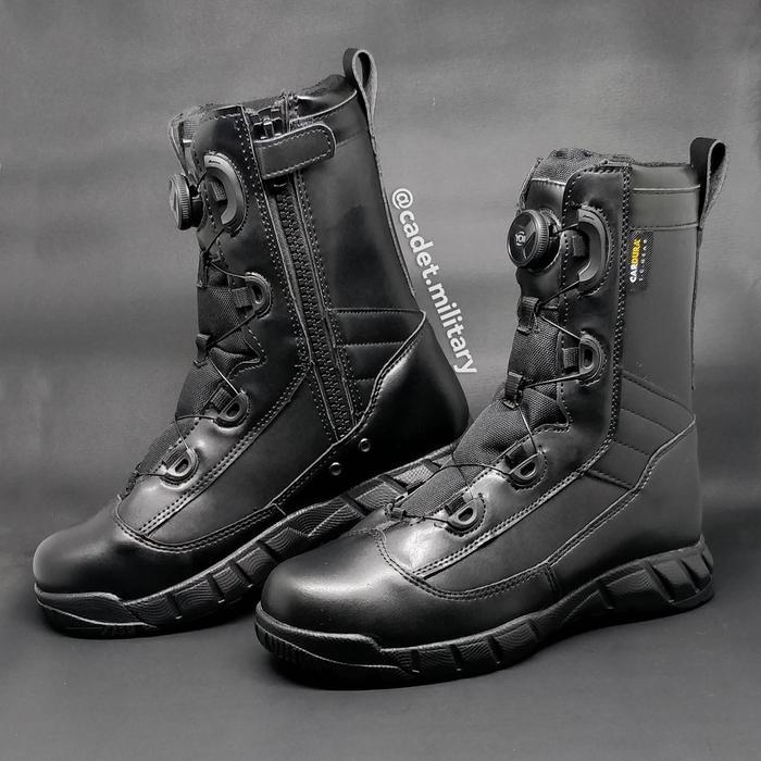 Sepatu Combat Boots PDL Blackwater DIAL (Full Leather Edition) 9 Inci Hitam Pria Tactical