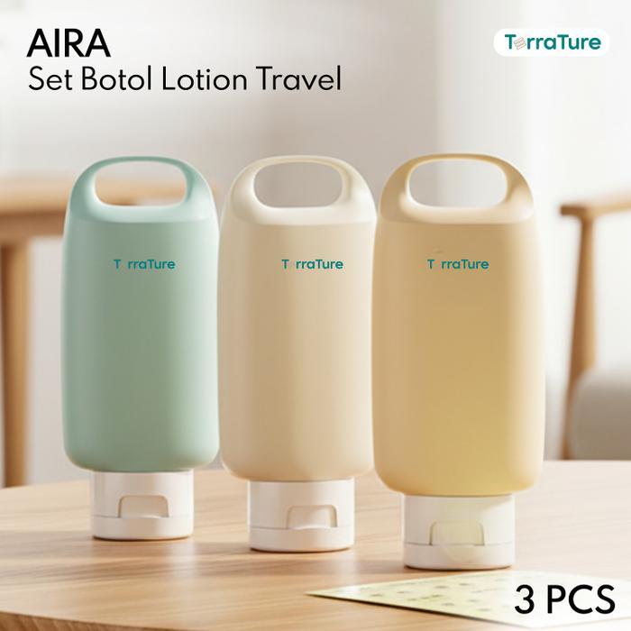 TerraTure Botol Travel Kit Set 3 Pcs Toiletries Travel Kit Botol Lotion Sabun Cair Travel Bottle Set