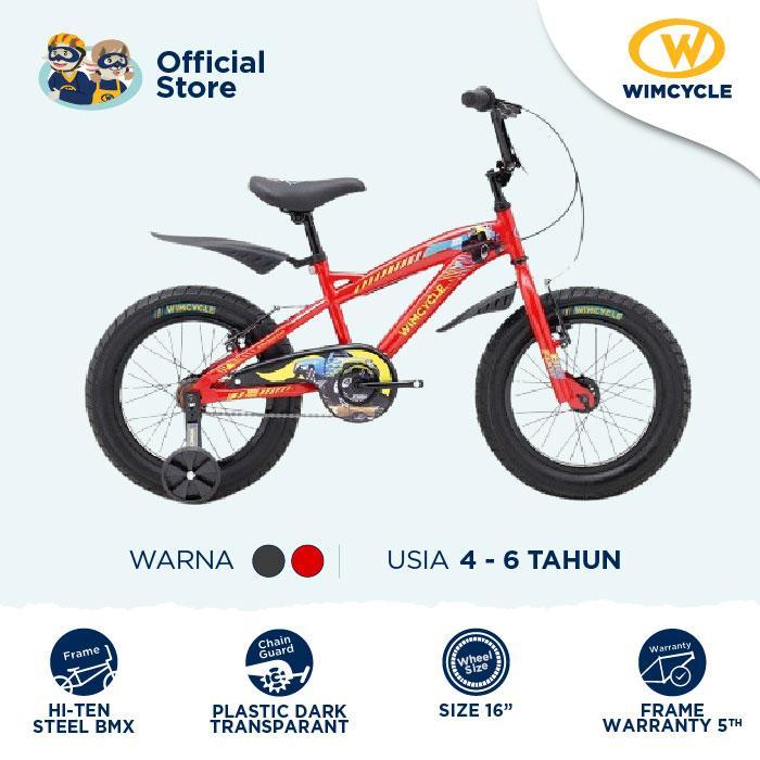 Sepeda Anak BMX 16" Wimcycle Big Foot 16" Road Series Merah