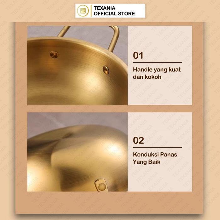 Ready Exclusive Live Gudang Texania Set Panci Emas Korea Multifungsi Panci Ramen Stainless Steel