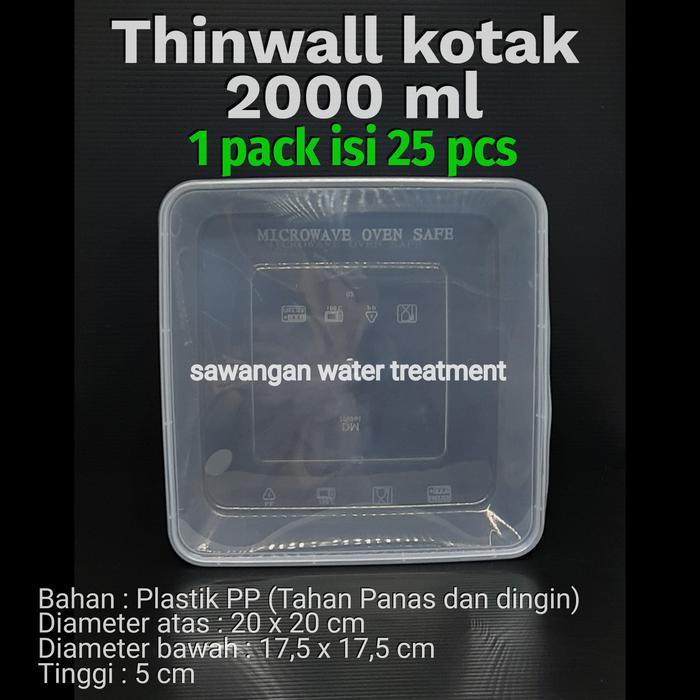 Thinwall Kotak 2000Ml / Plastik 2000Ml / Tempat Salad/ Thinwall 2000Ml