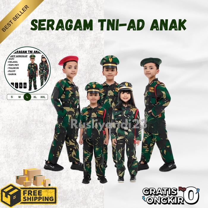 COD  SERAGAM PROFESI ANAK ANAK TNI AD CEWE COWO ARMY/TNI BARET ARMY BERKUALITAS