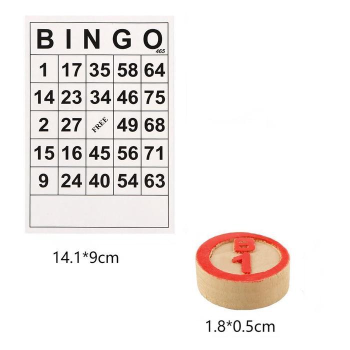 Kartu Bingo Ukuran Besar 40 Buah Bingo Card Dengan 75 Buah Catur Kayu Mainan Kartu Bingo