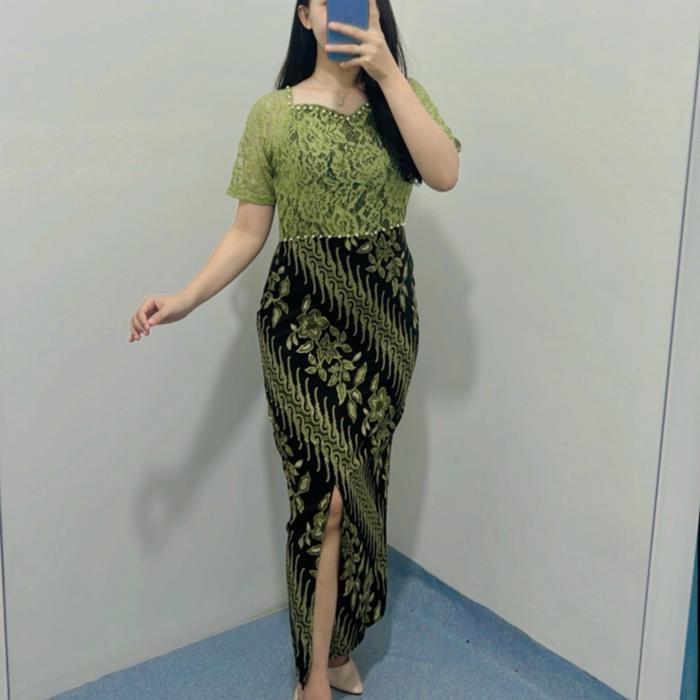 TERLARIS Dress Batik Widya / Dress pesta natal wanita / dress couple Gaun Brokat Panjang Cantik