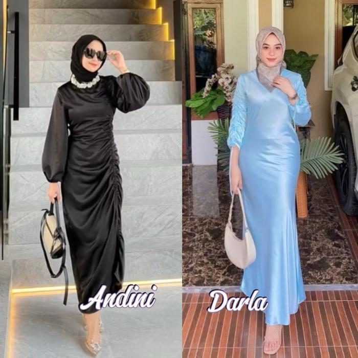 TERLARIS ELEN-Darla Andini Dres Satin Silk Premium Kondangan Bridesmaid Gamis Gaun Pesta Wanita