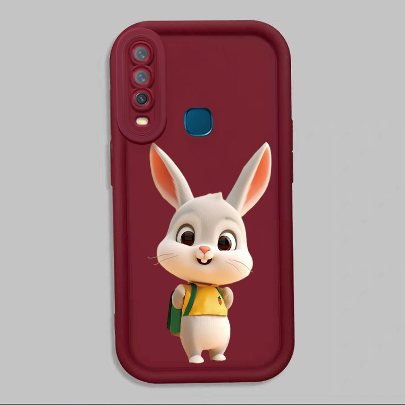 Casing Hp untuk VIVO Y12 Y12i Y15 Y17 Y3 Y3s Case Kelinci yang membawa tas punggung Kasing silikon C