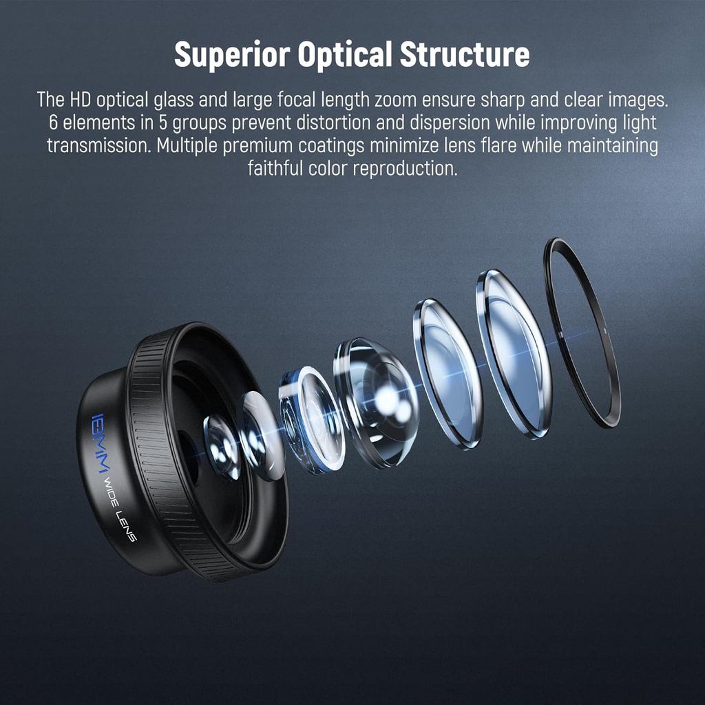 NEEWER 18mm Wide Angle Lens with 17mm Threaded Phone Camera Lens Clip for iPhone Android Samsung for