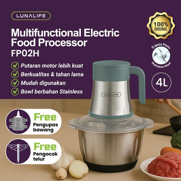 Cosmos - Food Chopper Fp02H Chopper Stainless 4L Penggiling Daging Multifungsi 300Watt Pisau Dapat