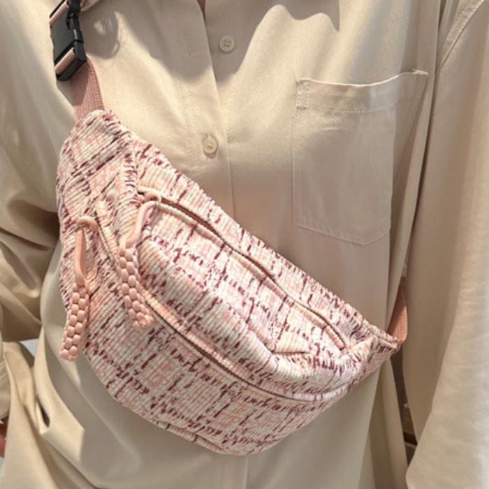 Elizabethh Store - Tas Waist Bag Wanita Fashion Nilon Pink Selempang Dada Pinggang Jeaca Ta982P3 Wb