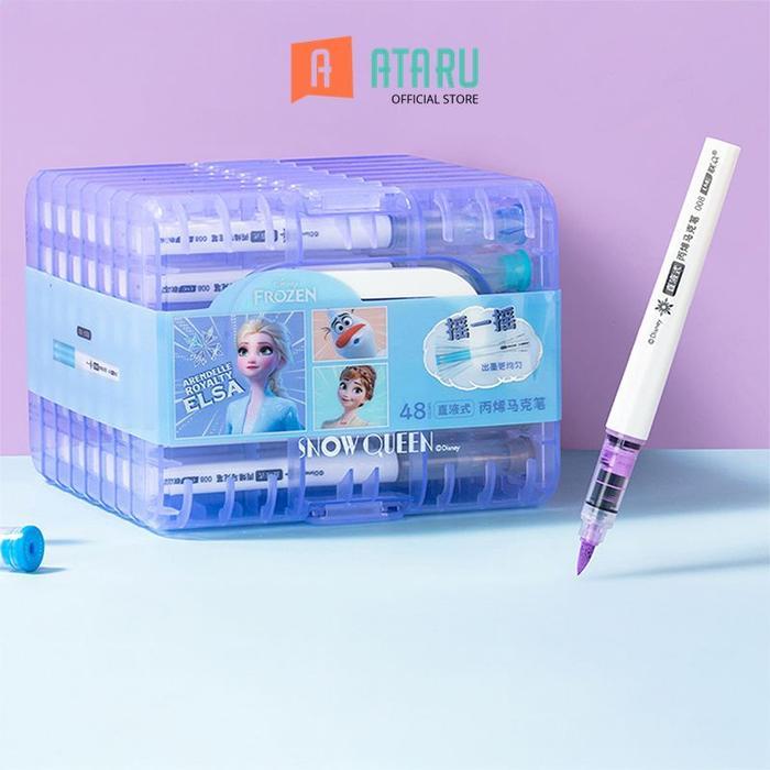 Ataru Spidol Polymark 48 Warna Frozen - Biru Alat Tulis Warna Warni Spidol Mewarnai Perlengkapan